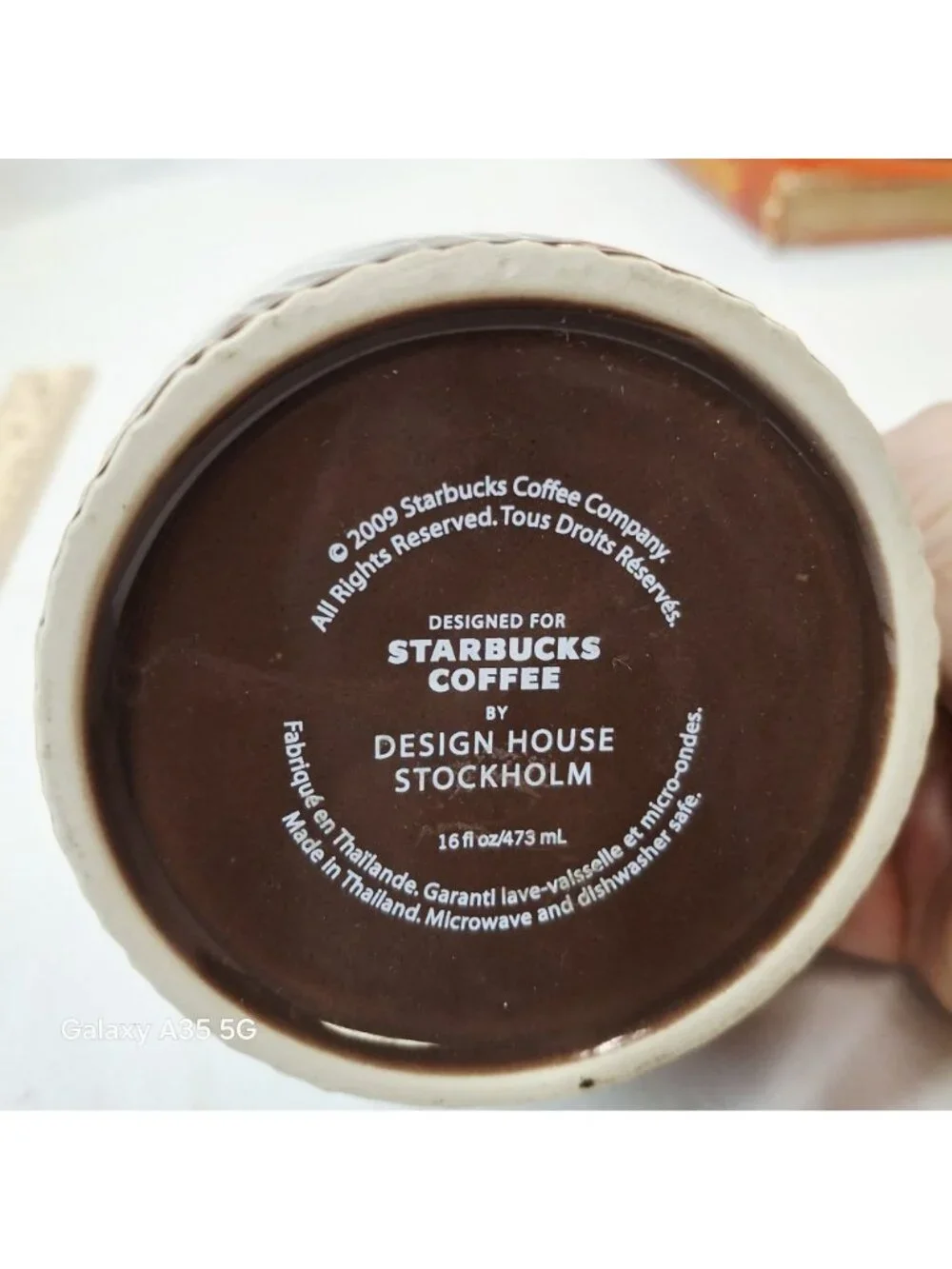 Starbucks Brown Embossed 16 Oz Mug By Design House Stockholm 2009 Edition Microw